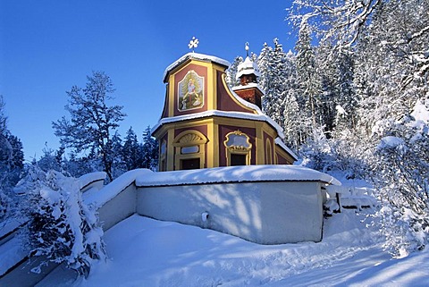 Pilgrimage site Maria Larch in the winter, Gnadenwald, North Tyrol, Austria, Europe