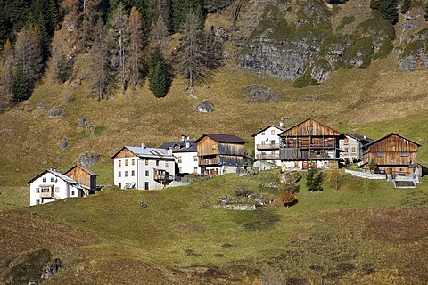 Old village near Andraz Castle, Castello Andraz, Buchenstein Castle, Castello Buchenstein, Belluno, Italy, Europe