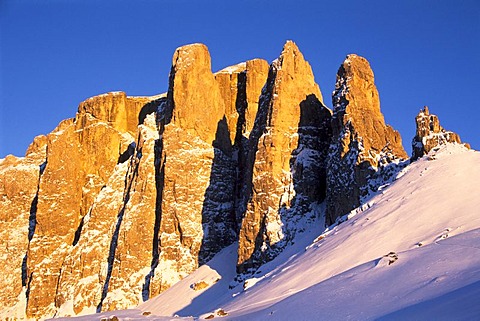 Sella Towers at sunset, Province of Bolzano-Bozen, Italy, Europe