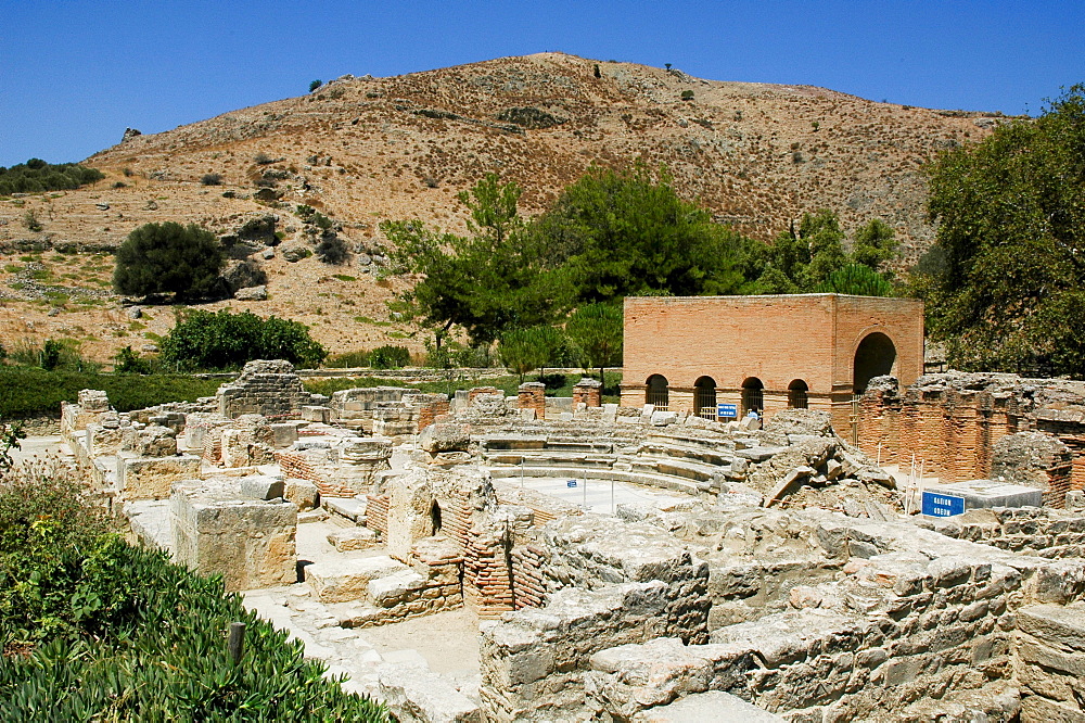 Amphitheatre, archaeological site Gortyn or Gortyna, Crete, Greece, Europe