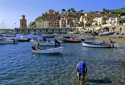 Boats, harbour, Rio Marina, the island of Elba, Livorno Province, Tuscany, Italy, Europe