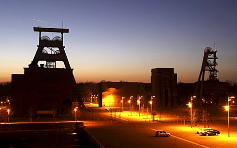 Shaft towers of the former Ewald pit, Herten, Ruhr area, North Rhine-Westphalia, Germany, Europe