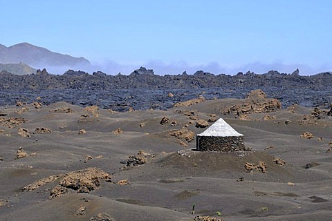 Traditional hut, Cha das Caldeiras, Pico de Fogo Volcano, Fogo Island, Cape Verde Islands, Africa