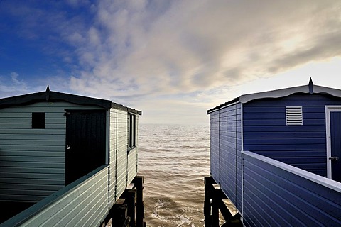 Changing huts at Frinton, Essex, England, Great Britain, Europe