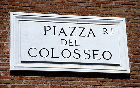 Piazza del Colosseo sign, Rome, Italy, Europe