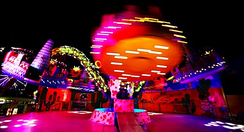 Speed roundabout at night, Vienna Prater Park, Vienna, Austria, Europe