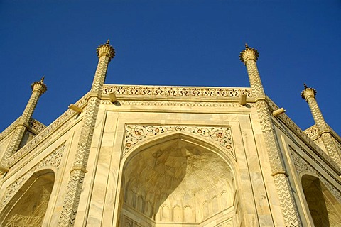 Taj Mahal, external detail, Agra, Uttar Pradesh, India, Asia