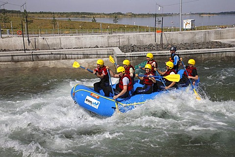 Rafting, artificial whitewater course, Canoe Park at Lake Markkleeberg, Leipzig, Saxony, Germany, Europe