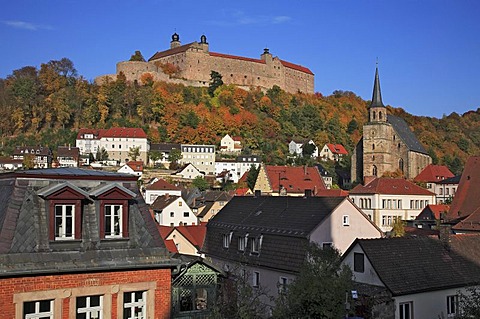 Plassenburg castle and Petri church in the historic town of Kulmbach, Upper Franconia, Bavaria, Germany, Europe