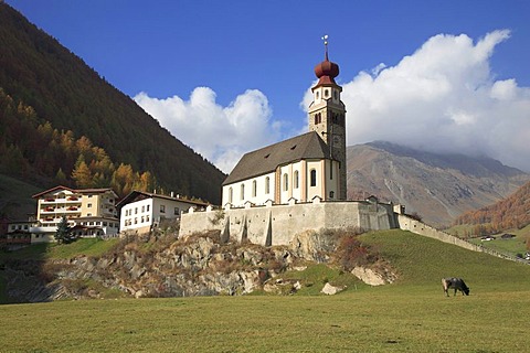 Pilgrimage Church of Our Lady in Schnals, Schnals Village, Schnalstal Valley, Vinschgau Valley, Alto Adige, Italy, Europe