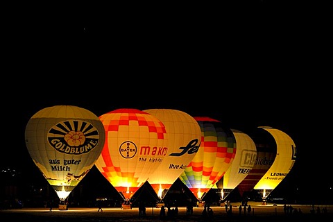 Hot-air balloons in Tannheim Valley, Ausserfern, Tyrol, Austria, Europe