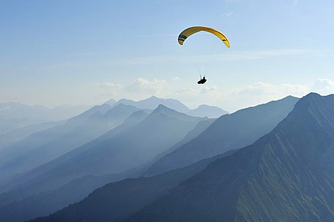 Paraglider in the Bernese Oberland, Niesen, Switzerland, Europe