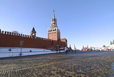 Kremlin Wall, Spasskaya Saviour Tower, Historical Museum, Red Square, Moscow, Russia