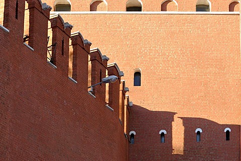 Kremlin, red brick wall, Moscow, Russia