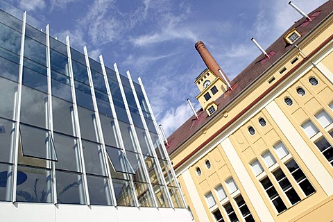 New and old brewing rooms of the Pilsner Brewery, Pilsner Urquell, Pilsen, Plzen, Bohemia, Czech Republic, Europe.