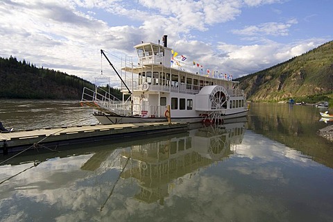 Historic paddle wheel steamer S.S. Klondike Spirit, on the Yukon River, Dawson City, Yukon Territory, Canada, North America