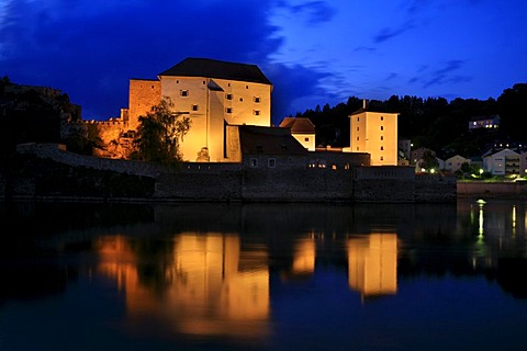 Veste Niederhaus at the promontory of the confluence of the Ilz and Danube rivers, Passau, Bavaria, Germany, Europe