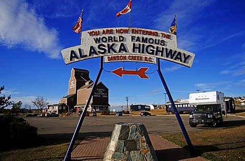 The beginning or Mile 0 of the Alaska Highway, Dawson Creek, Canada, North America