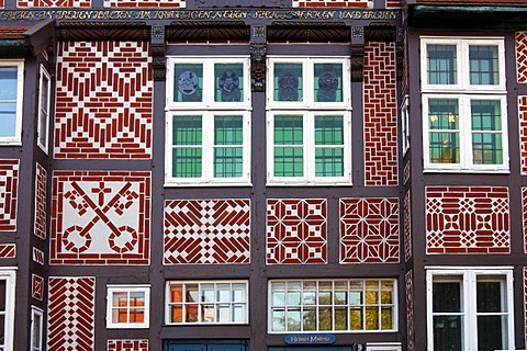 Facade of the historic timber framed Local History Museum in the historic city centre of Buxtehude, Altes Land area, Lower Saxony, Germany, Europe