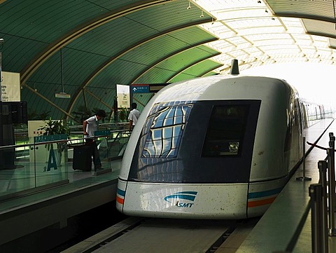 Transrapid, Shanghai Maglev Train, in Pudong Longyang Road Station, Shanghai, China, Asia