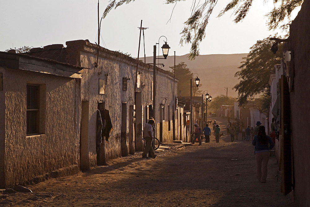 Dusty street at the desert village San Pedro de Atacama, Chile, South America