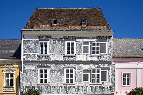 Sgraffito house in Weitra, Waldviertel Region, Lower Austria, Austria