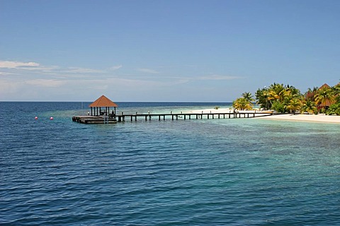 Sea, ocean, footbridge, lonely island, Maledives