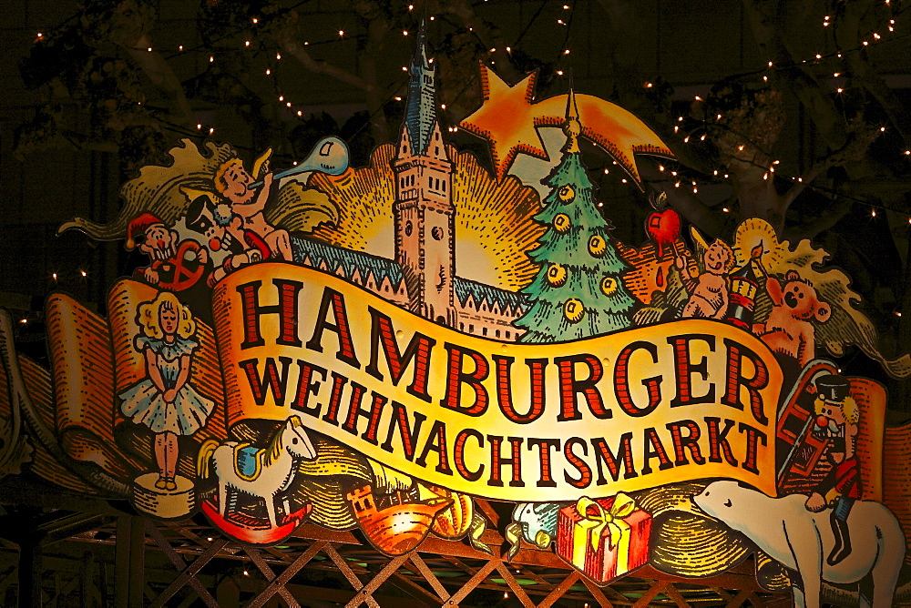 Christmas market in front of city hall, Hamburg, Germany, Europe