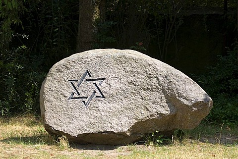 Boulder on the destroyed Jewish cemetery in Strausberg near Berlin, Brandenburg, Germany, Europe