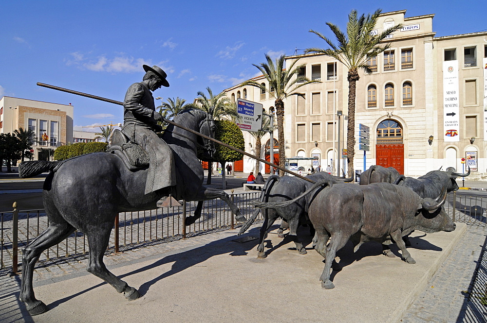 Sculpture outside the bullfighting ring and museum, Alicante, Costa Blanca, Spain, Europe