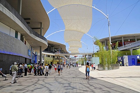 Sunshade outside a pavilion, Expo 2008, World Fair, Zaragoza, Aragon, Spain, Europe