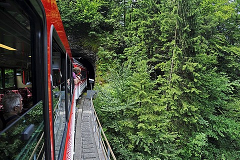 Tunnel, cog railway, Mount Rigi, Vitznau, Canton of Lucerne, Switzerland, Europe