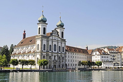 Jesuitenkirche Church, Reuss River, historic district, Lucerne, Switzerland, Europe