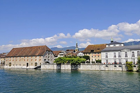 Aare River, country house, metropolitan theatre, Palais Besenval, Solothurn, Switzerland, Europe