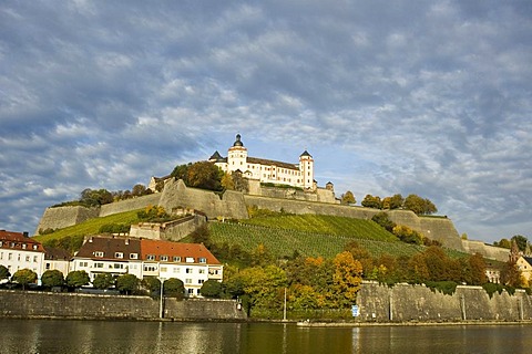 Wuerzburg Wurzburg Franconia Bavaria castle over the river Main Germany