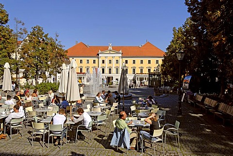 Regensburg Upper Palatinate Bavaria Germany Bismarckplatz Bismarcksquare in front of the town theatre