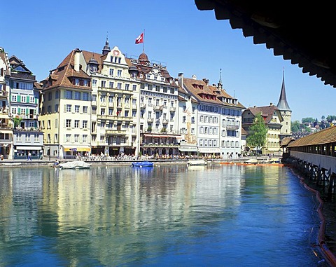 Lucerne canton of Lucerne Switzerland upon the river Reuss