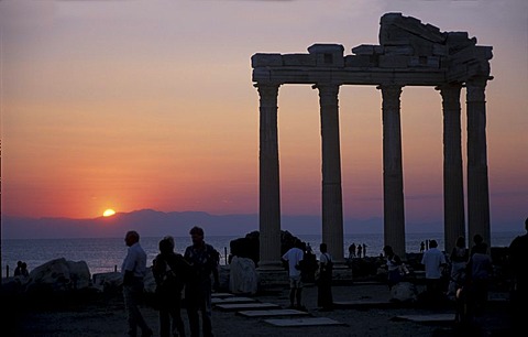 Side Turkey coast of the Mediterranean Sea temple of Apollon and Athena end of the 2. Cent. B.C. sun set