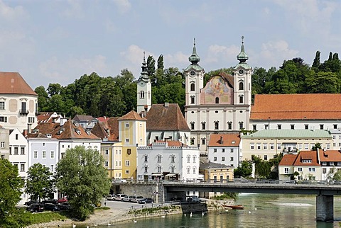 Jesuit church St Michael Steyr Upper Austria upont the river Traun