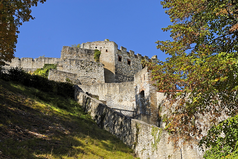 Ruins of Papenheim castle Altmuehltal Altmuehl valley Middle Franconia Bavaria Germany