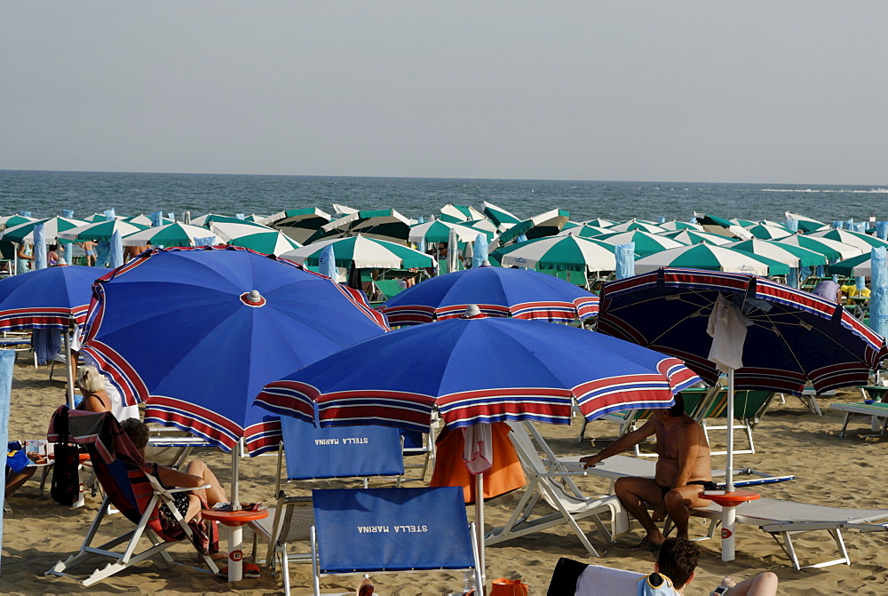 LotÃ”Ã¦Â¥s of parasol sunshades at the adriatic coast near Caorle Veneto Italy