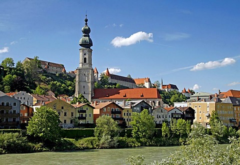 Old Town and river Salzach, Burghausen, Bavaria, Germany