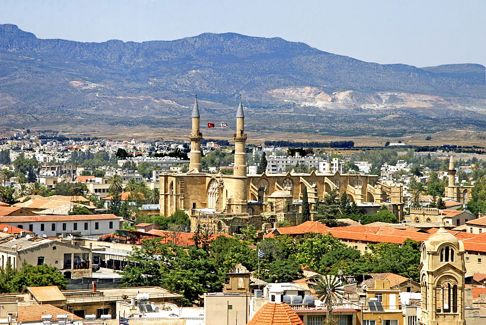 Cityscape with Selimiye Mosque, St. Sophia Cathedral, Nicosia, Cyprus