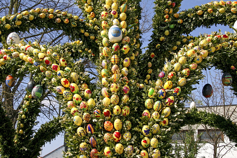 Easter fountain, detail, Grossmehring, Bavaria, Germany