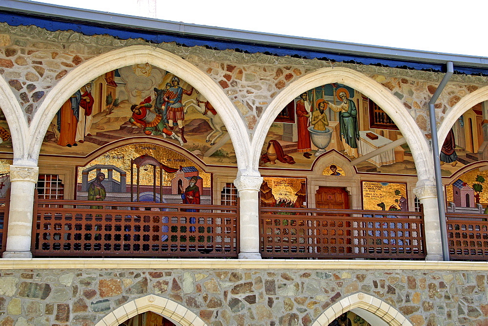 Wall murals and wall mosaics, Kykkos Monastery, Troodos Mountains, Cyprus, Europe