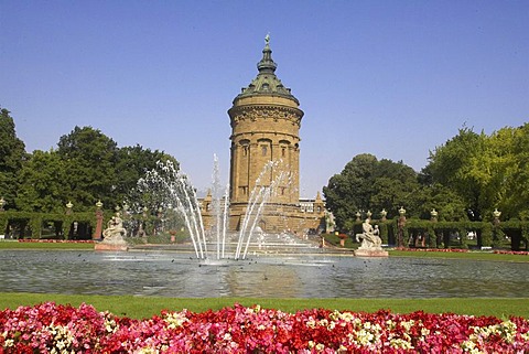 15.07.2005, Mannheim, DEU, art nouveau park, Mannheim water tower