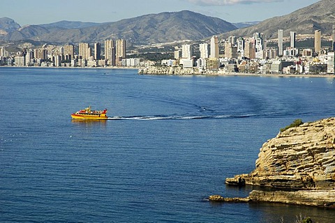 Yellow trip boat at Benidorm, Costa Blanca, Spain