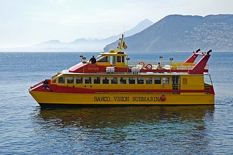 Excursion boat near Calpe at the coast of Spain, Costa Blanca