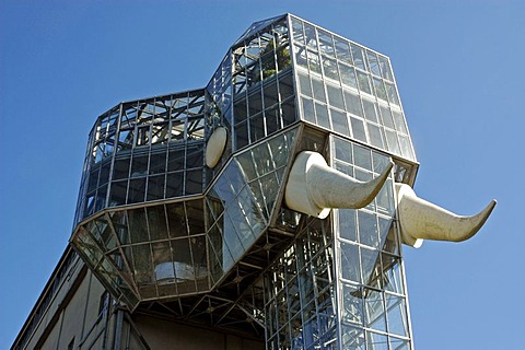 The glass elephant by Horst Rellecke, former mine Maximilian, Maximilianpark, Hamm, North Rhine Westphalia,