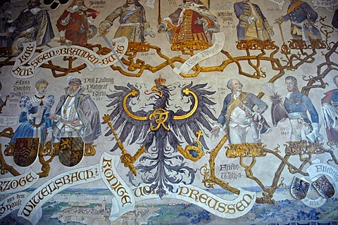 Historic wall painting in the ancestor hall in Castle Burg, Solingen, Bergisches Land, North Rhine Westphalia, Germany